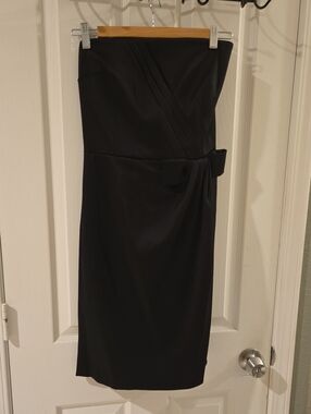 White House Black Market Strapless Black Sheath Dress with Side Knot